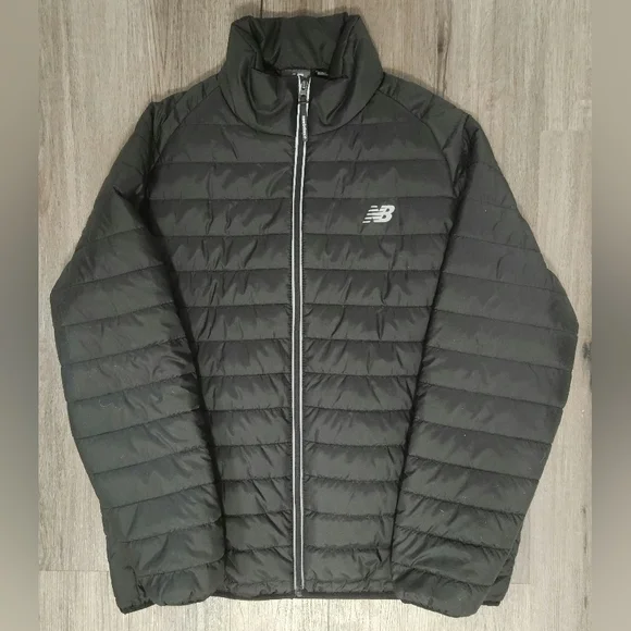 New Balance Reflective Quilted Puffer Full Zip Jacket Men's Size XL Black